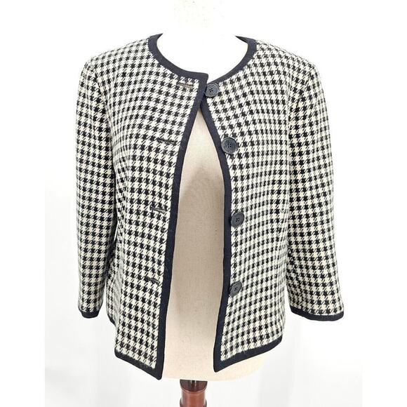 Lauren Ralph Lauren Jackets & Blazers - Ralph Lauren Women's Size 12 Wool Black and White Houndstooth Blazer Jacket